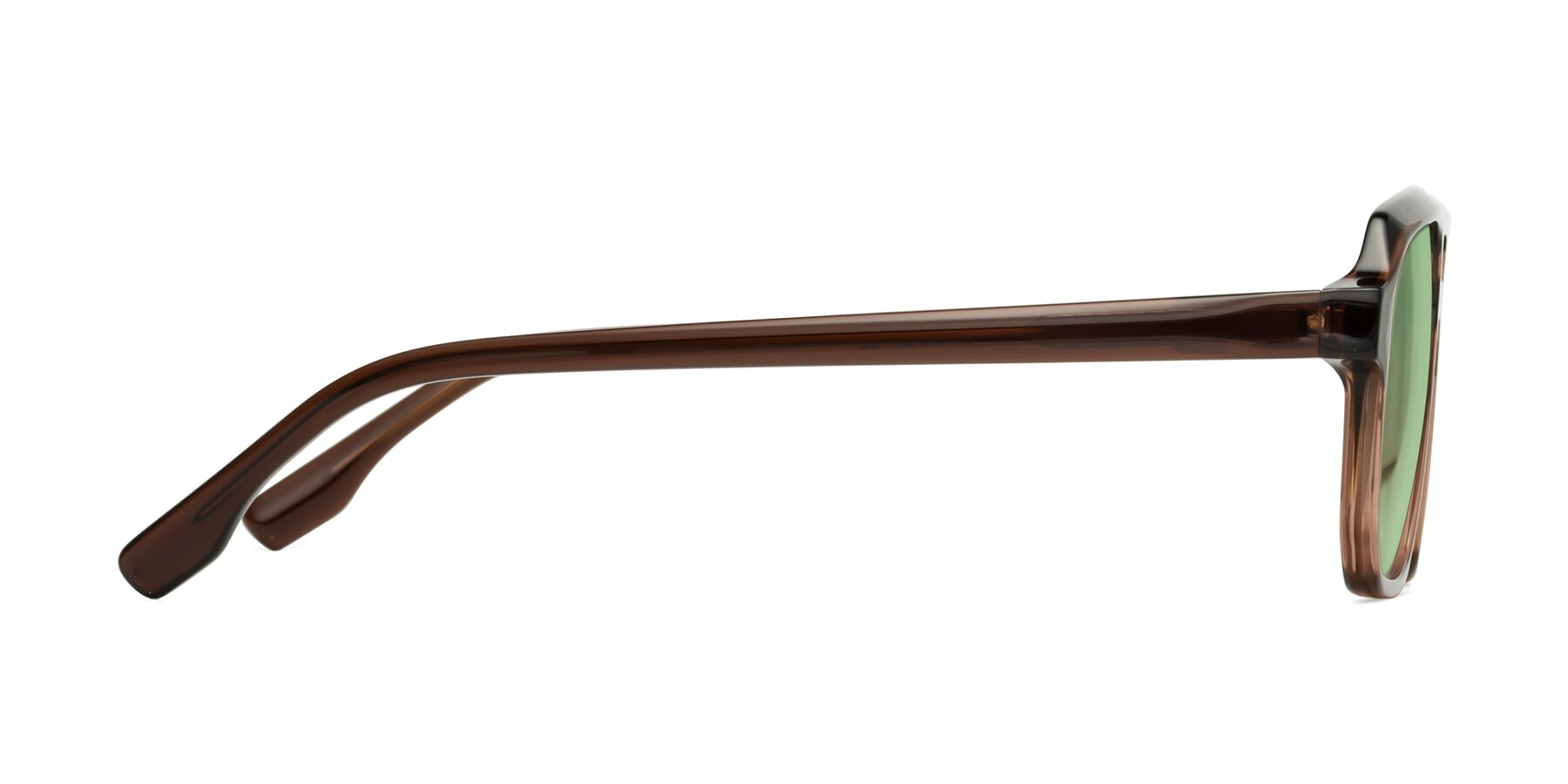 Side of DeMiko in Gradient Brown with Medium Green Tinted Lenses