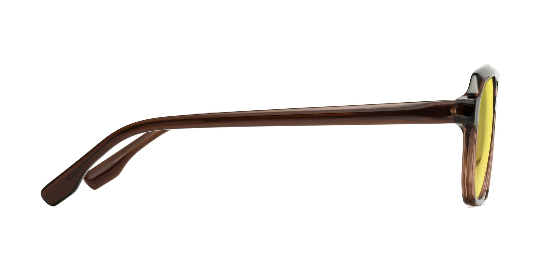 Side of DeMiko in Gradient Brown with Medium Yellow Tinted Lenses