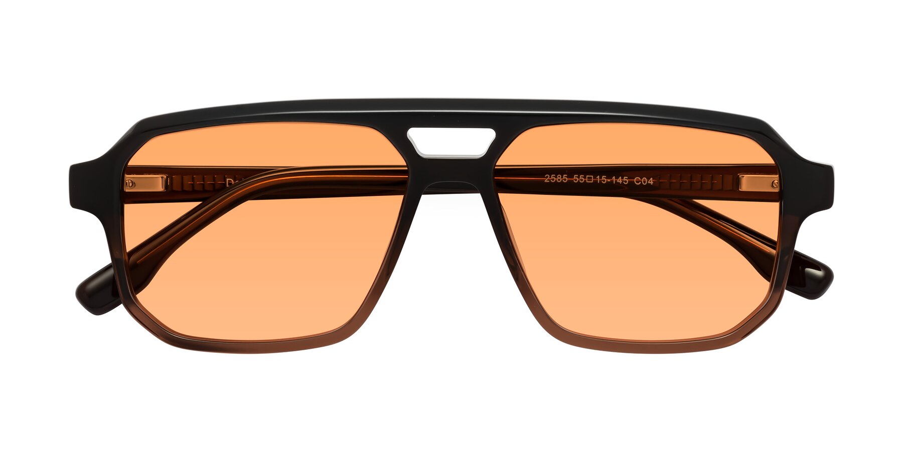 Folded Front of DeMiko in Gradient Brown with Medium Orange Tinted Lenses
