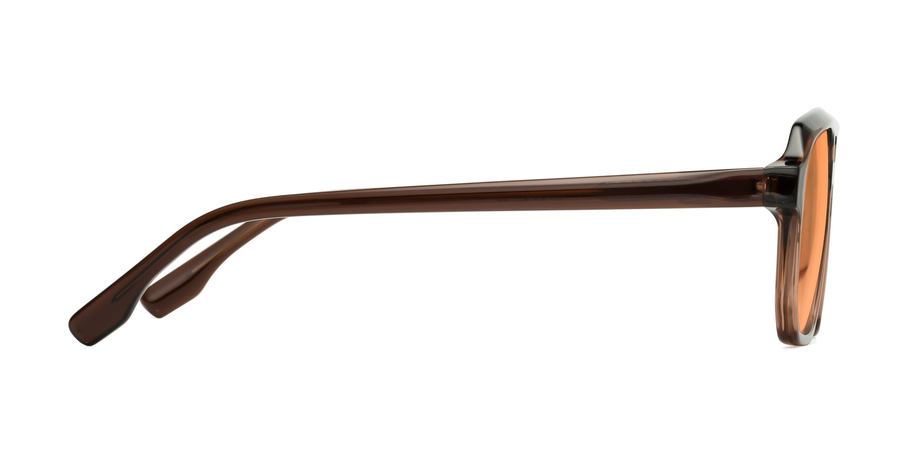 Side of DeMiko in Gradient Brown with Medium Orange Tinted Lenses