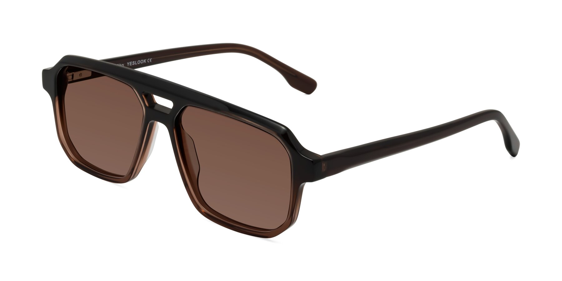Angle of DeMiko in Gradient Brown with Brown Tinted Lenses