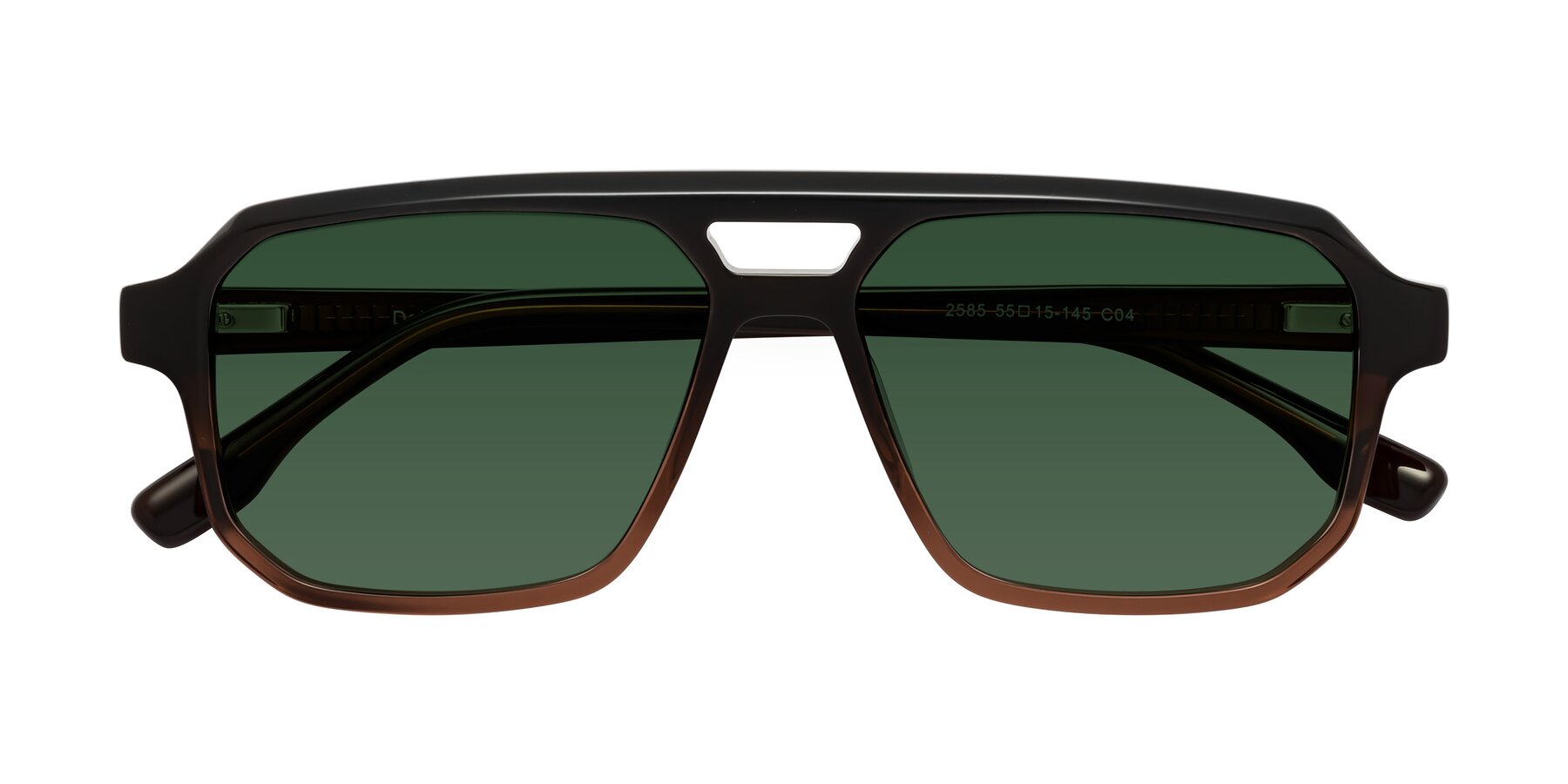 Folded Front of DeMiko in Gradient Brown with Green Tinted Lenses