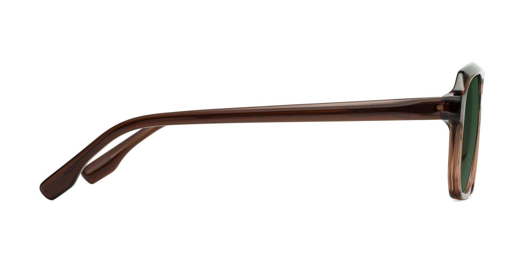 Side of DeMiko in Gradient Brown with Green Tinted Lenses