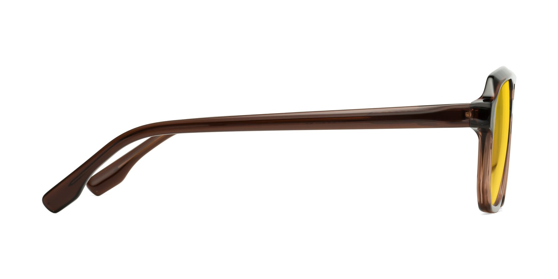 Side of DeMiko in Gradient Brown with Yellow Tinted Lenses