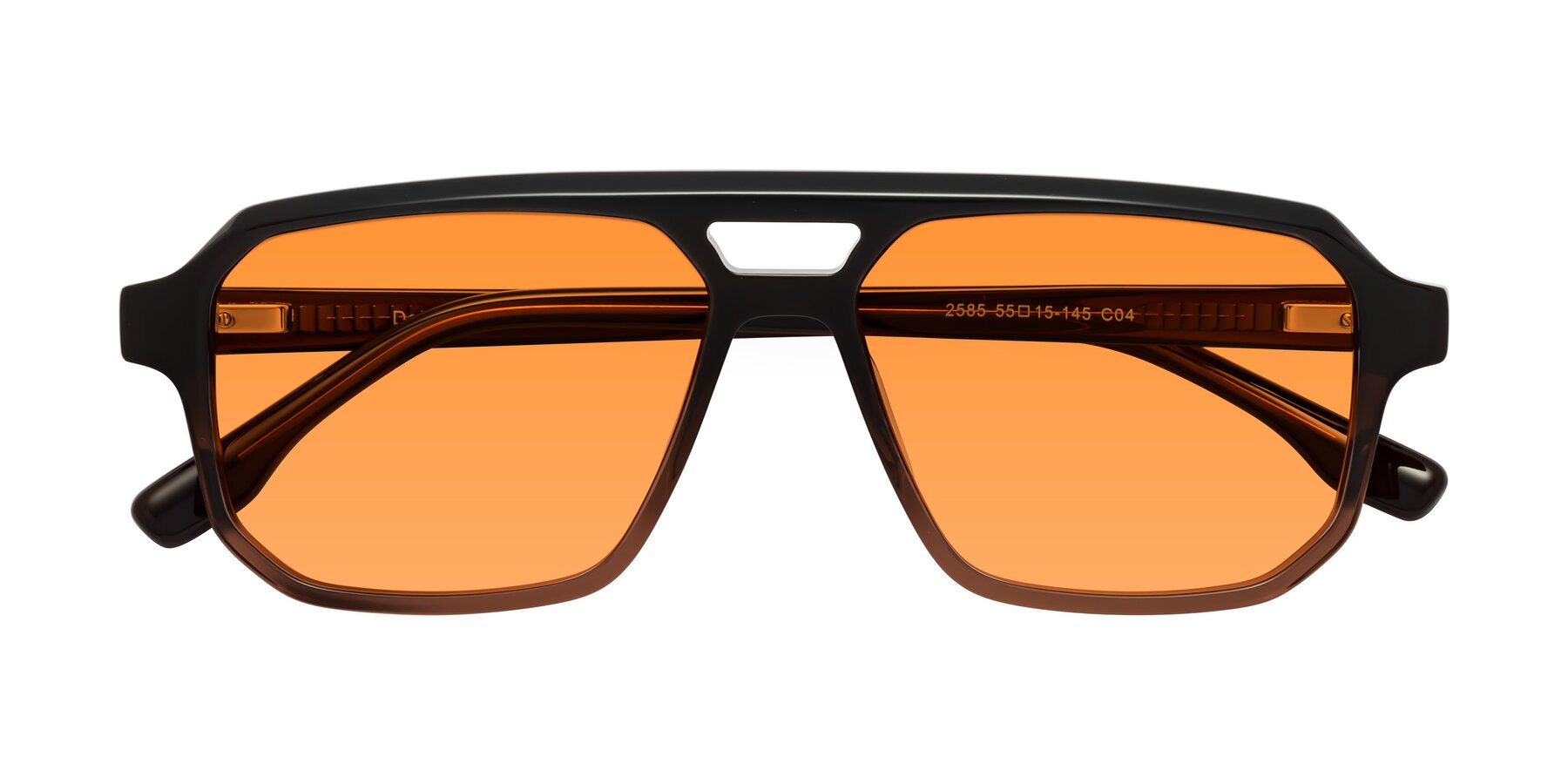 Folded Front of DeMiko in Gradient Brown with Orange Tinted Lenses