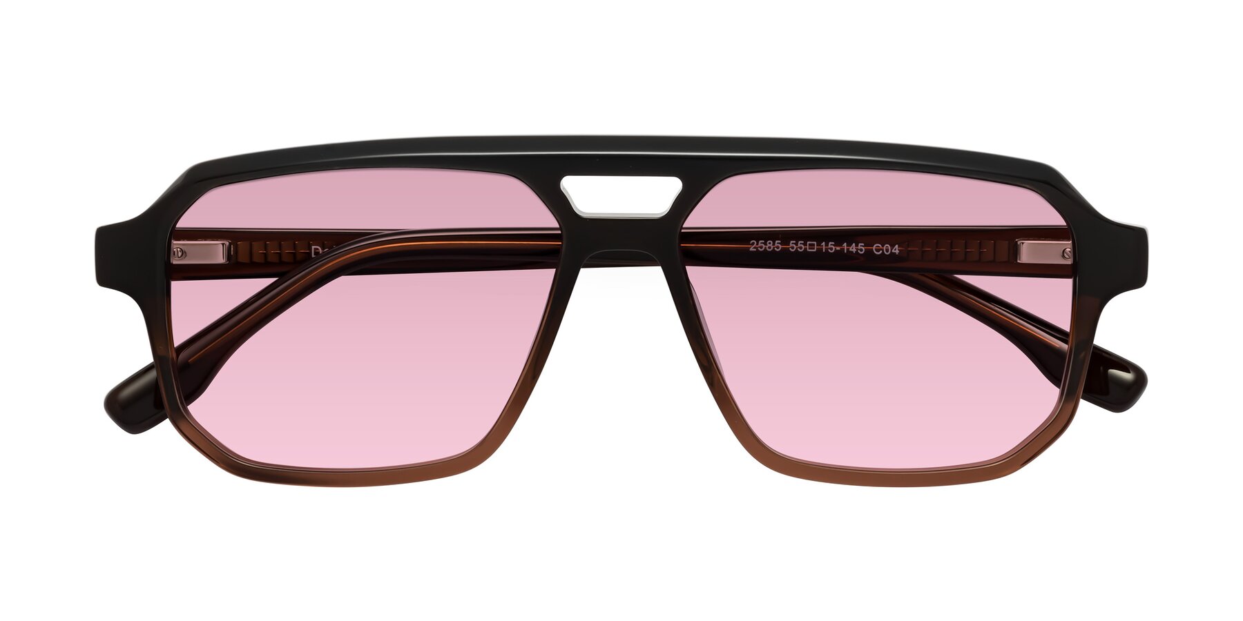 Folded Front of DeMiko in Gradient Brown with Light Wine Tinted Lenses