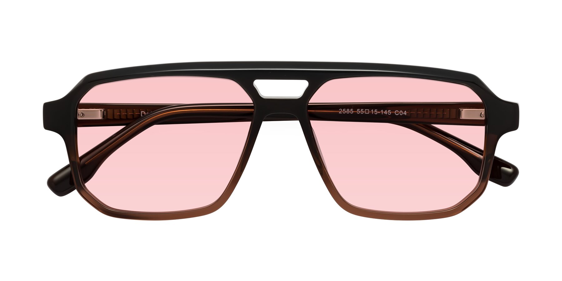 Folded Front of DeMiko in Gradient Brown with Light Garnet Tinted Lenses