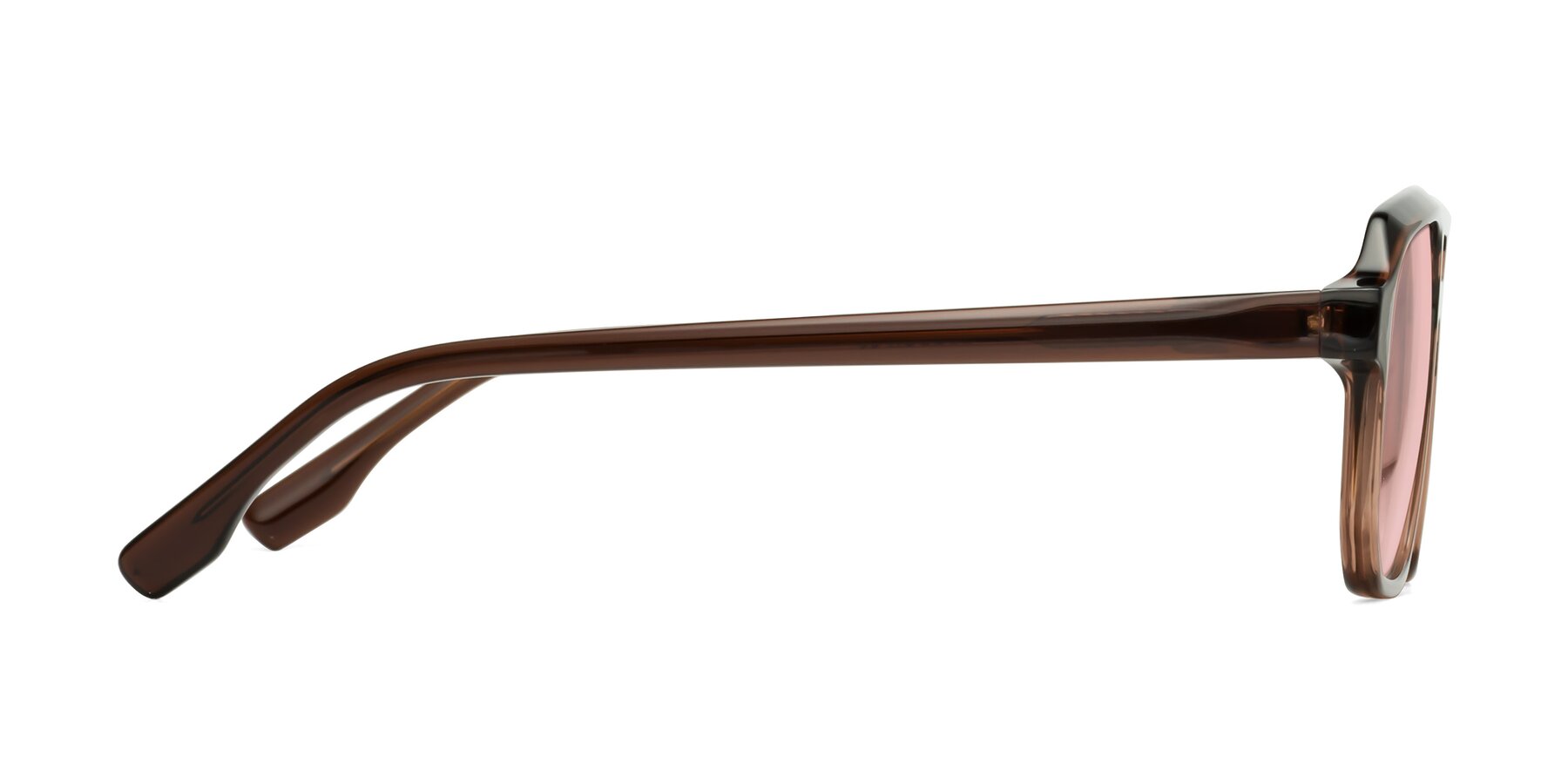 Side of DeMiko in Gradient Brown with Light Garnet Tinted Lenses