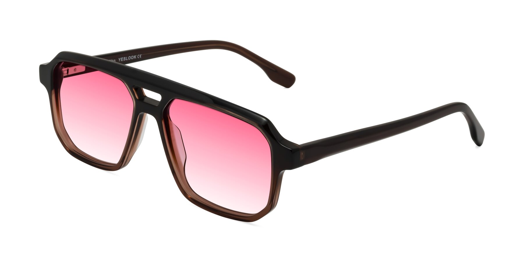 Angle of DeMiko in Gradient Brown with Pink Gradient Lenses