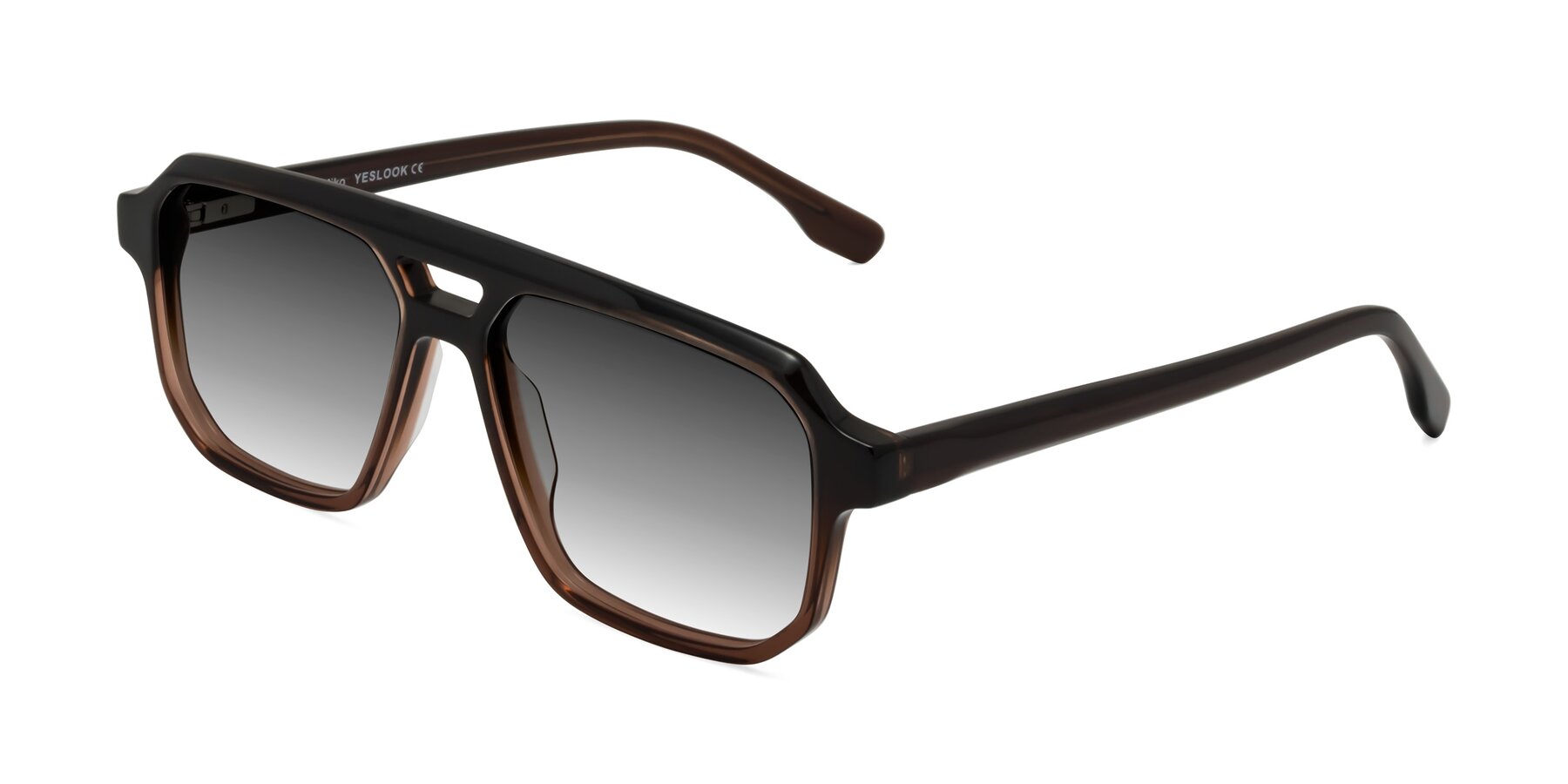 Angle of DeMiko in Gradient Brown with Gray Gradient Lenses