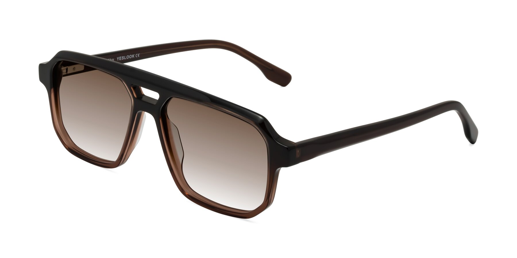 Angle of DeMiko in Gradient Brown with Brown Gradient Lenses