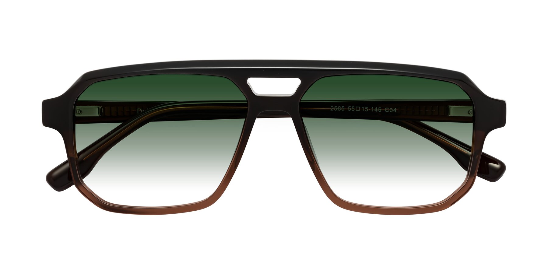 Folded Front of DeMiko in Gradient Brown with Green Gradient Lenses