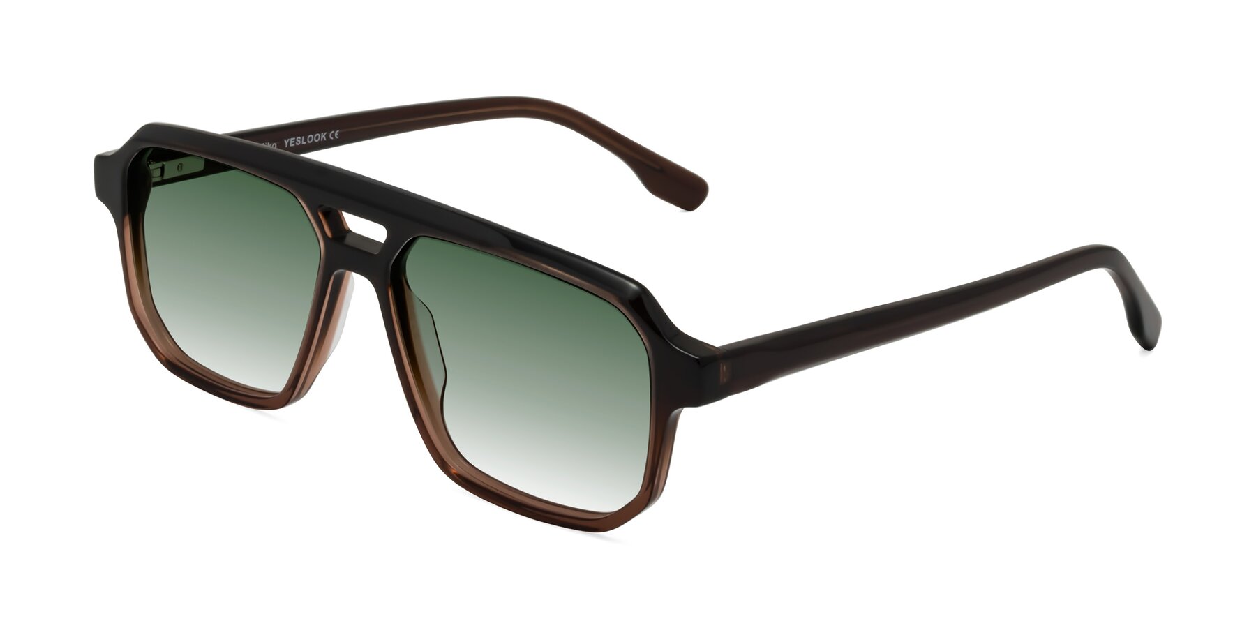 Angle of DeMiko in Gradient Brown with Green Gradient Lenses