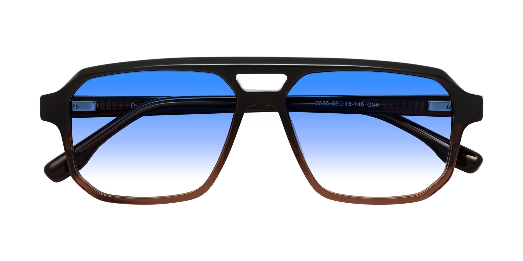 Folded Front of DeMiko in Gradient Brown with Blue Gradient Lenses