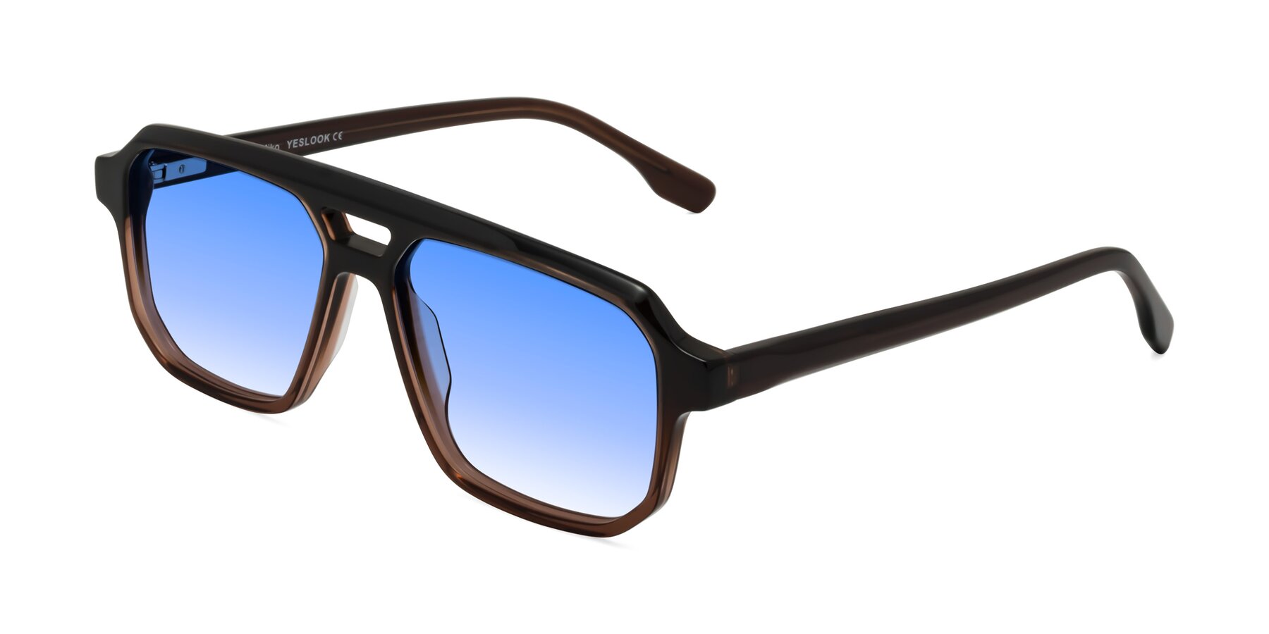 Angle of DeMiko in Gradient Brown with Blue Gradient Lenses
