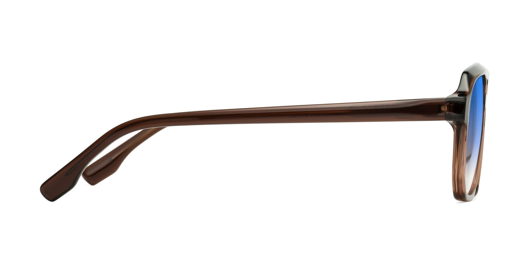 Side of DeMiko in Gradient Brown with Blue Gradient Lenses