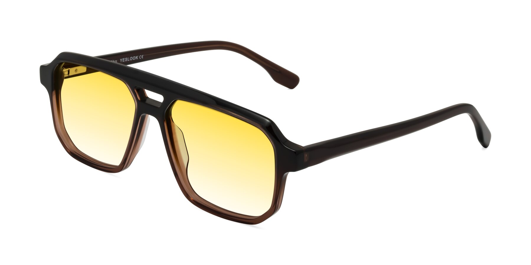 Angle of DeMiko in Gradient Brown with Yellow Gradient Lenses