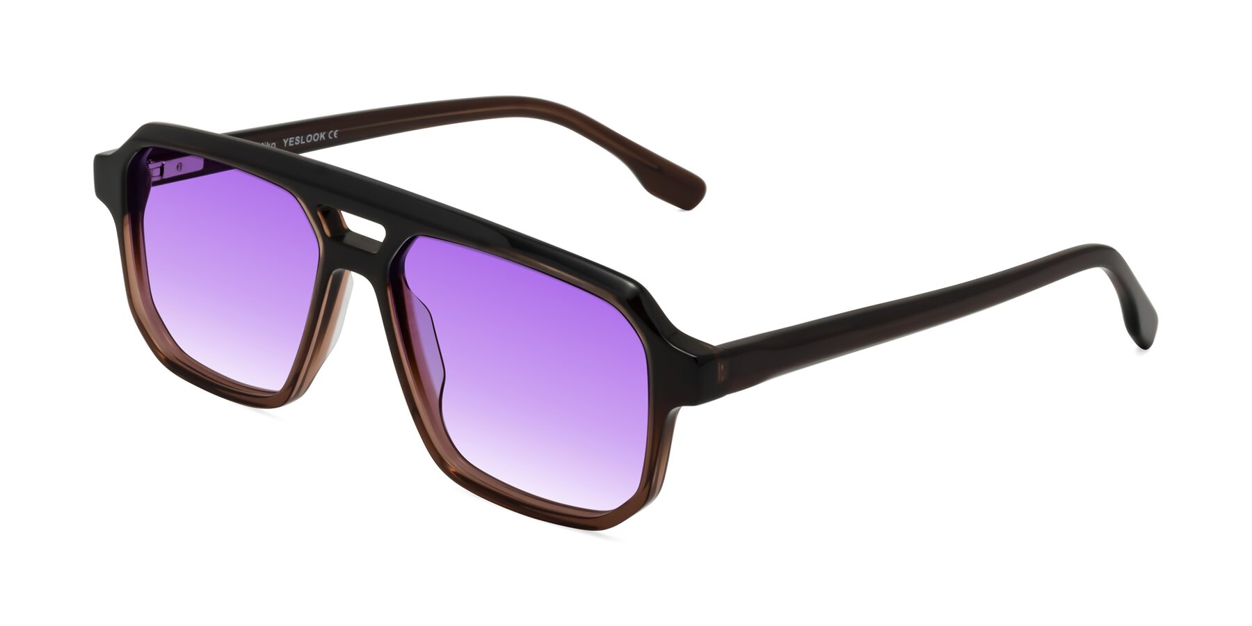 Angle of DeMiko in Gradient Brown with Purple Gradient Lenses