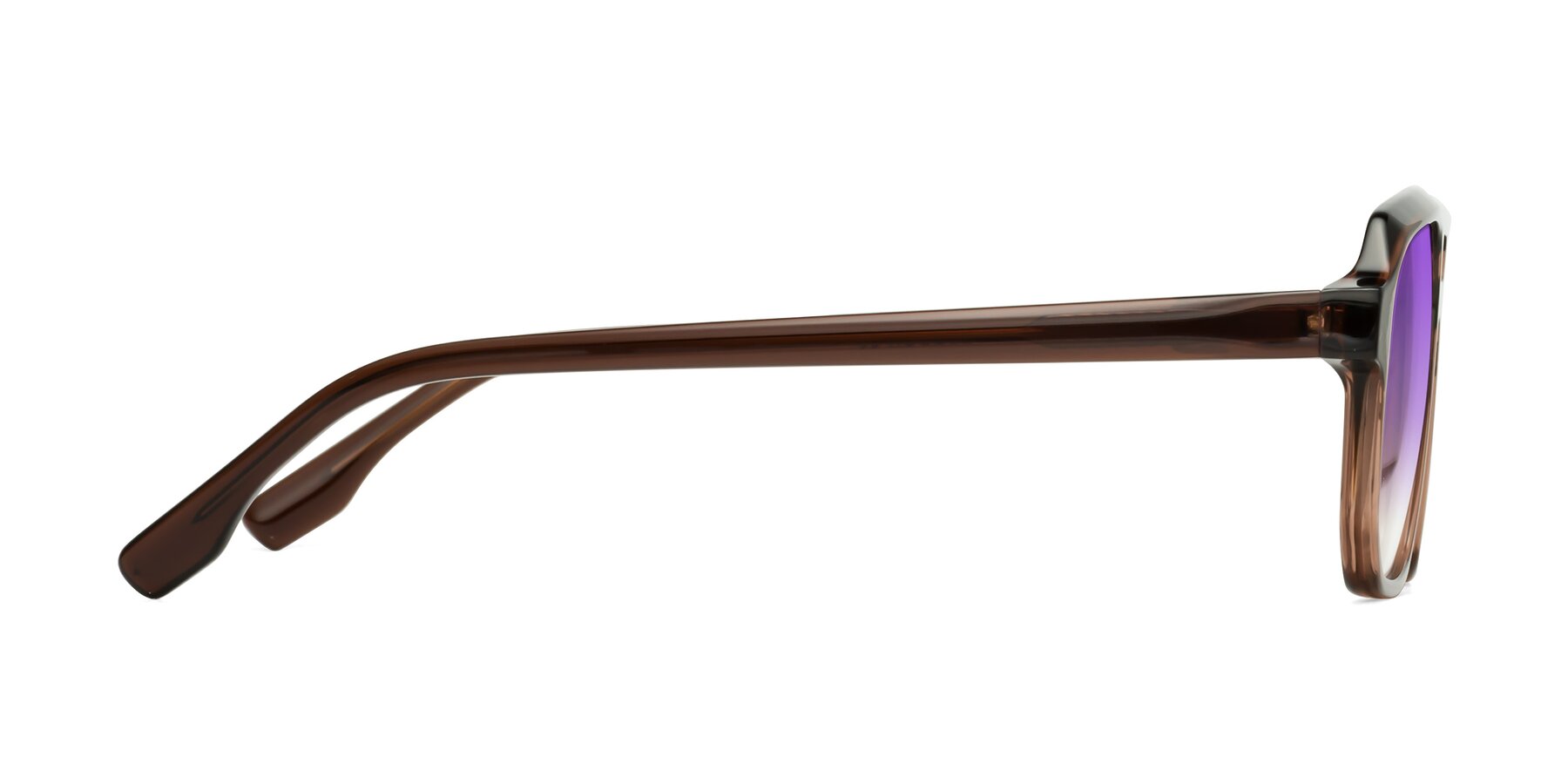 Side of DeMiko in Gradient Brown with Purple Gradient Lenses