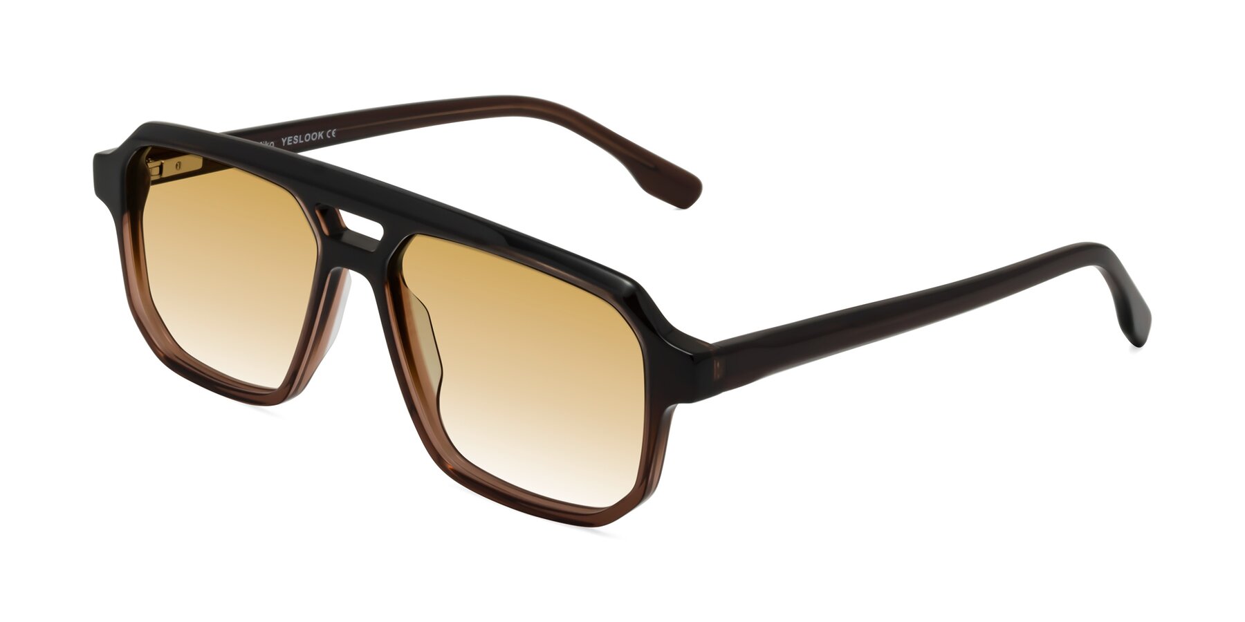 Angle of DeMiko in Gradient Brown with Champagne Gradient Lenses
