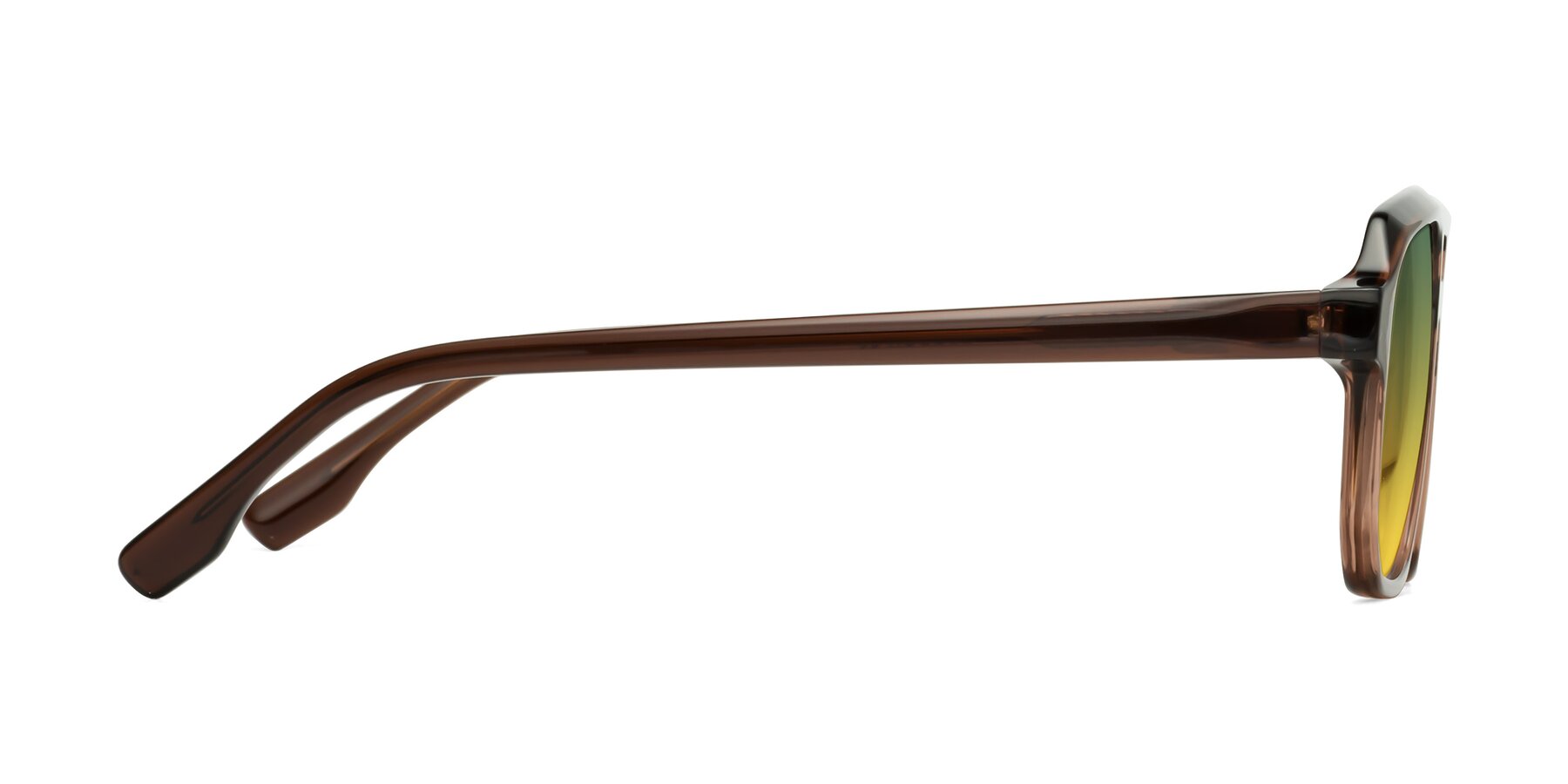Side of DeMiko in Gradient Brown with Green / Yellow Gradient Lenses