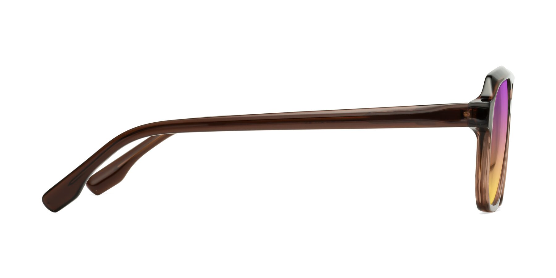 Side of DeMiko in Gradient Brown with Purple / Yellow Gradient Lenses