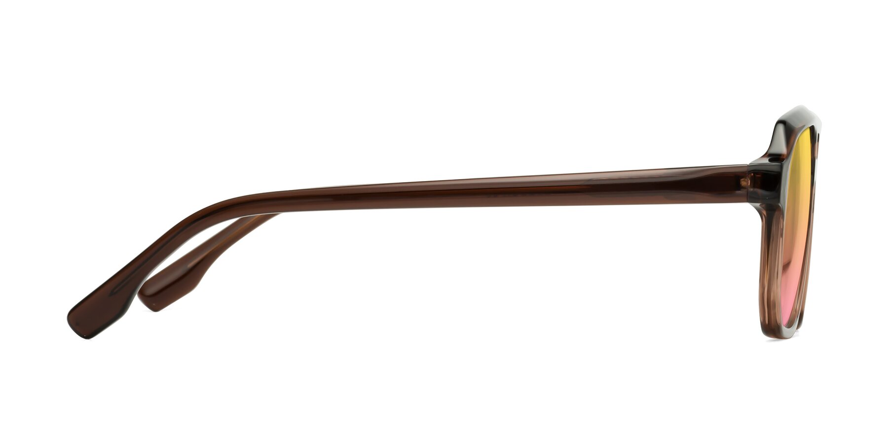 Side of DeMiko in Gradient Brown with Yellow / Pink Gradient Lenses