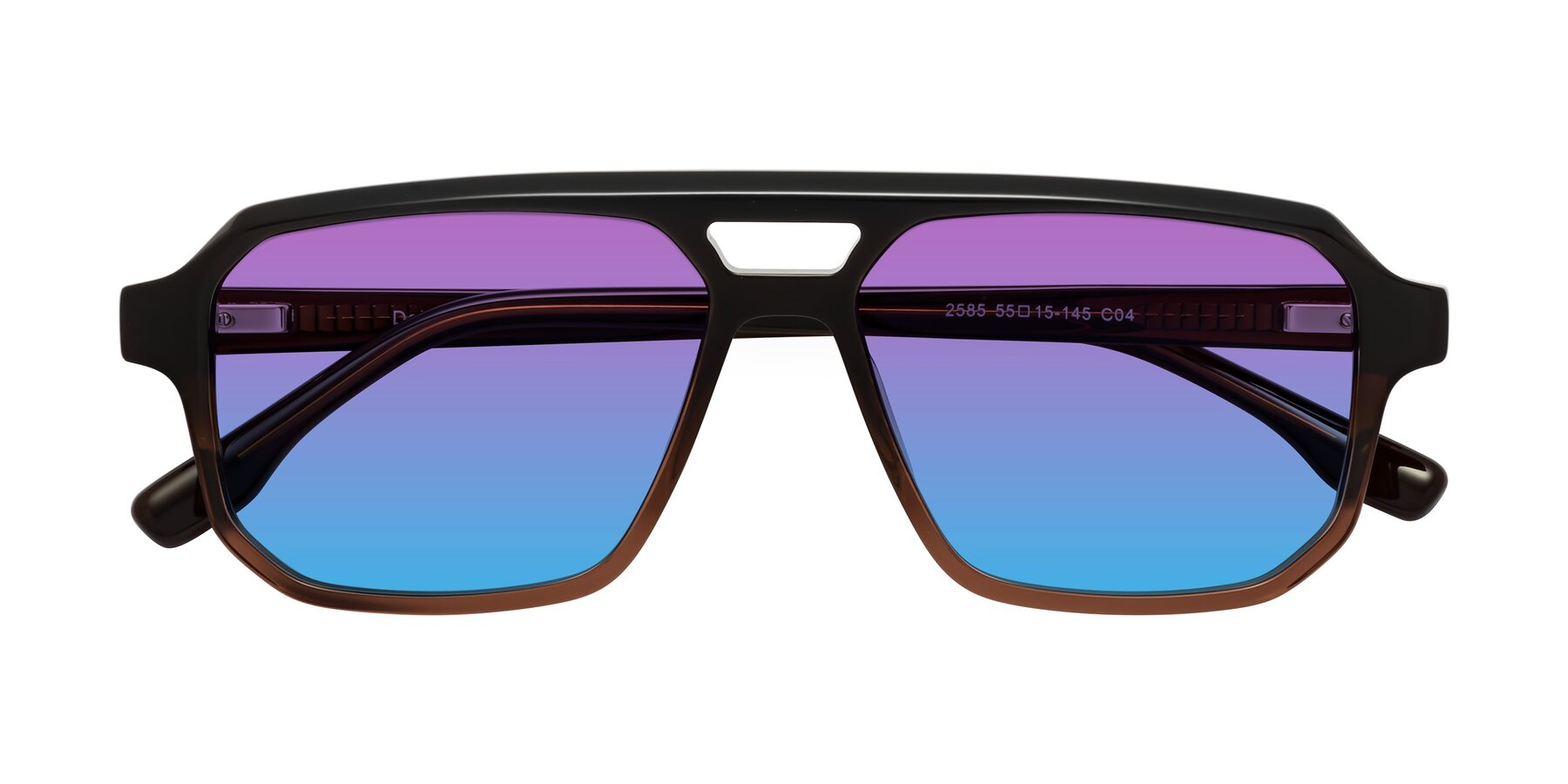 Folded Front of DeMiko in Gradient Brown with Purple / Blue Gradient Lenses
