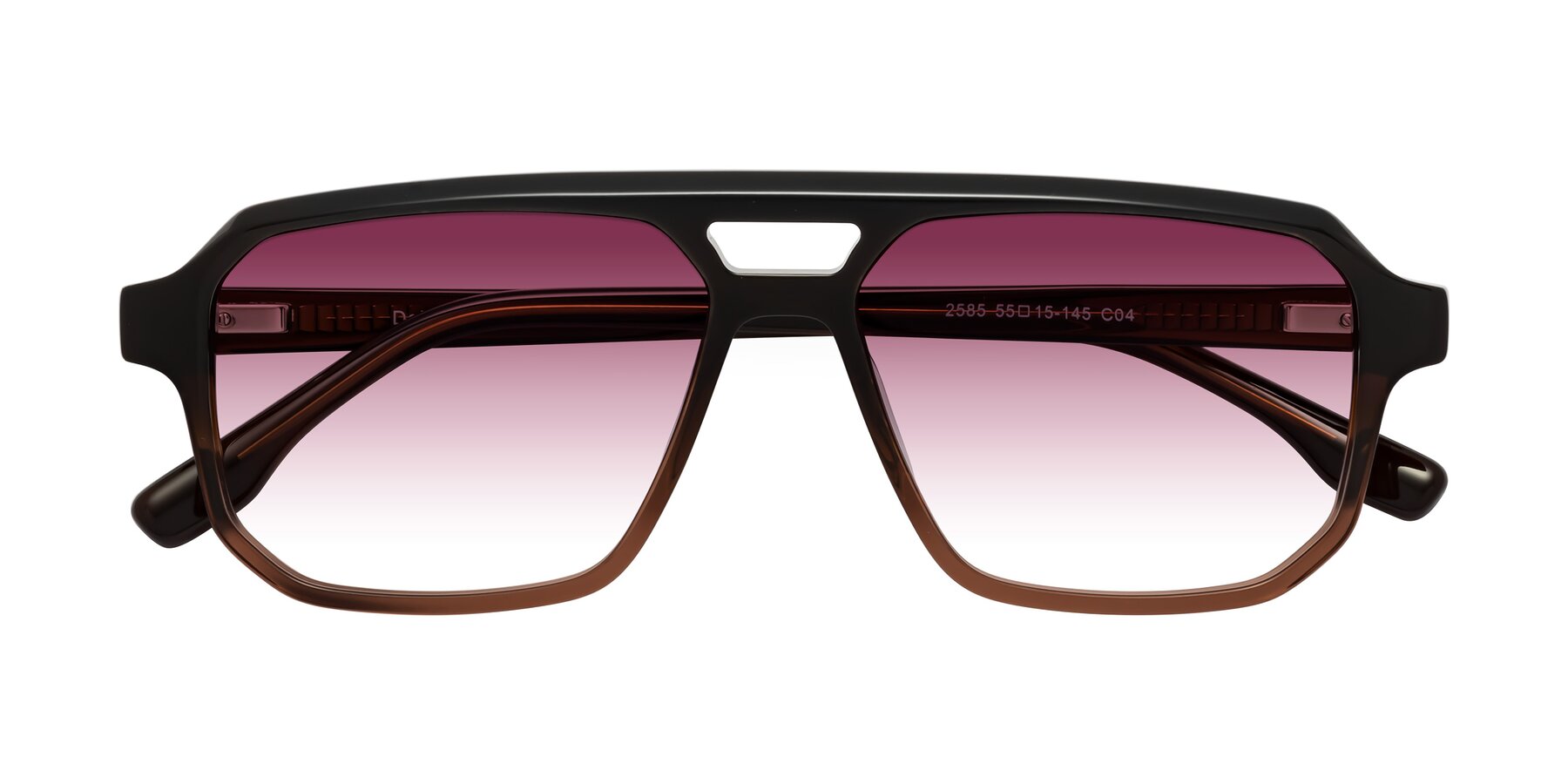 Folded Front of DeMiko in Gradient Brown with Wine Gradient Lenses