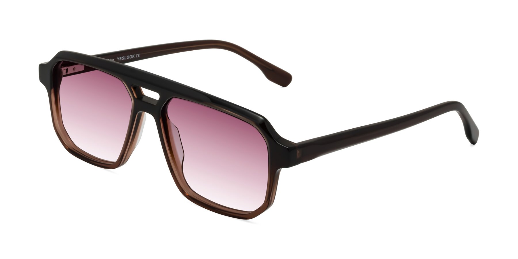 Angle of DeMiko in Gradient Brown with Wine Gradient Lenses