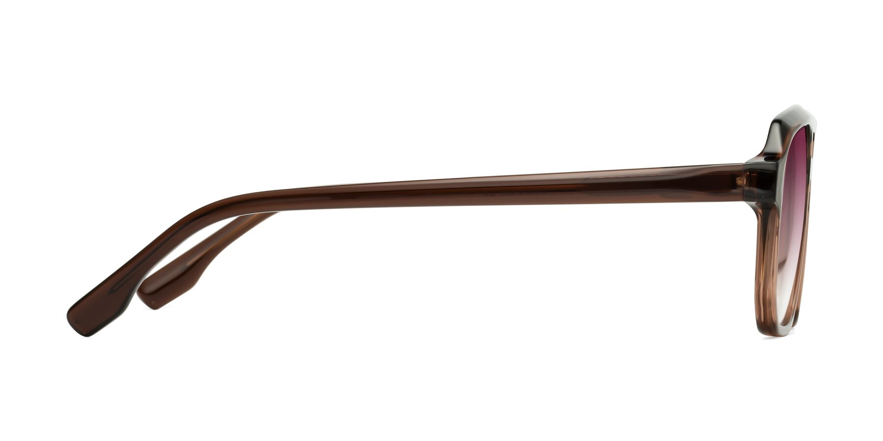 Side of DeMiko in Gradient Brown with Wine Gradient Lenses