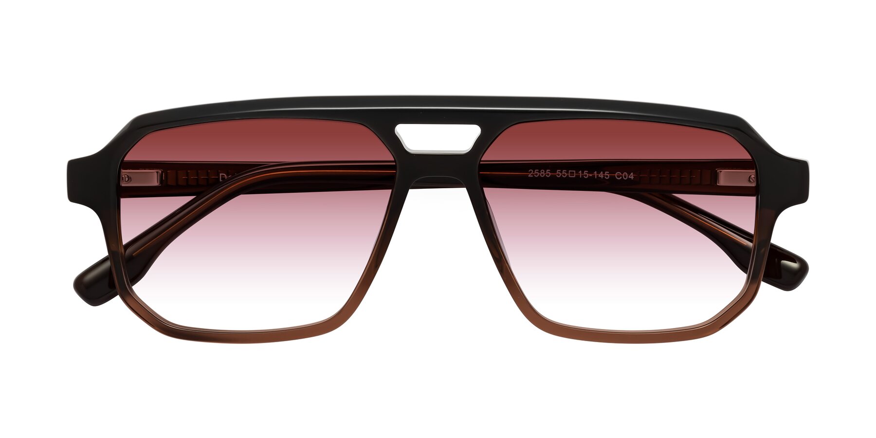 Folded Front of DeMiko in Gradient Brown with Garnet Gradient Lenses