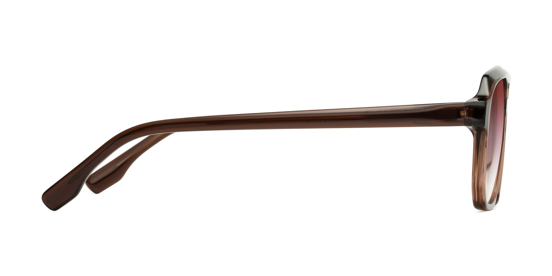 Side of DeMiko in Gradient Brown with Garnet Gradient Lenses