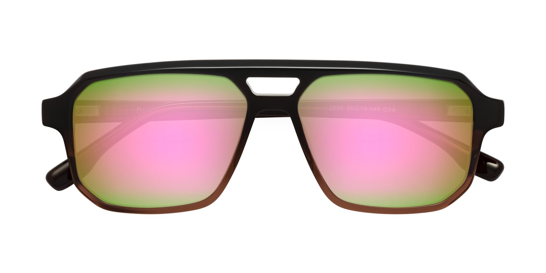 Folded Front of DeMiko in Gradient Brown with Pink Mirrored Lenses
