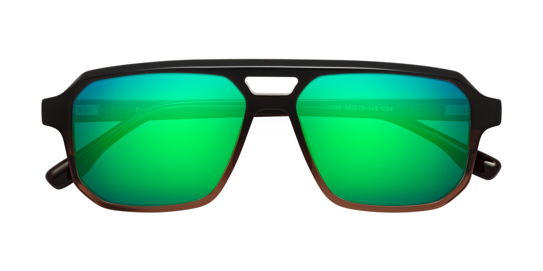 Folded Front of DeMiko in Gradient Brown with Green Mirrored Lenses