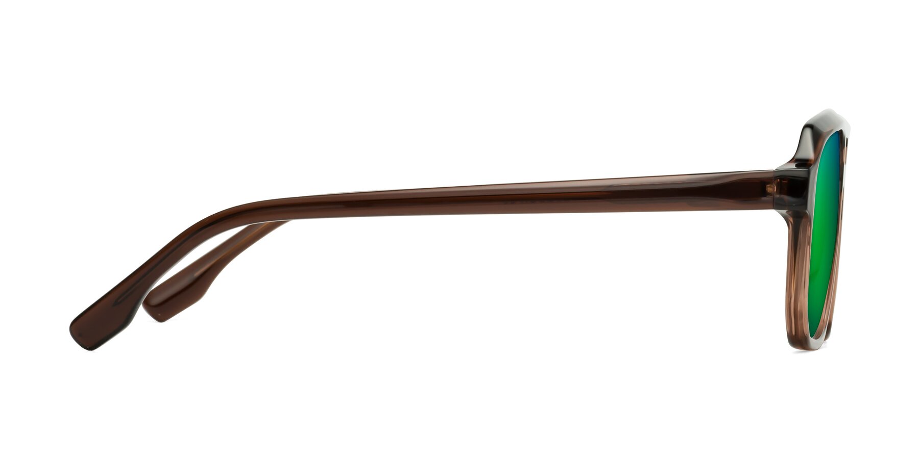 Side of DeMiko in Gradient Brown with Green Mirrored Lenses