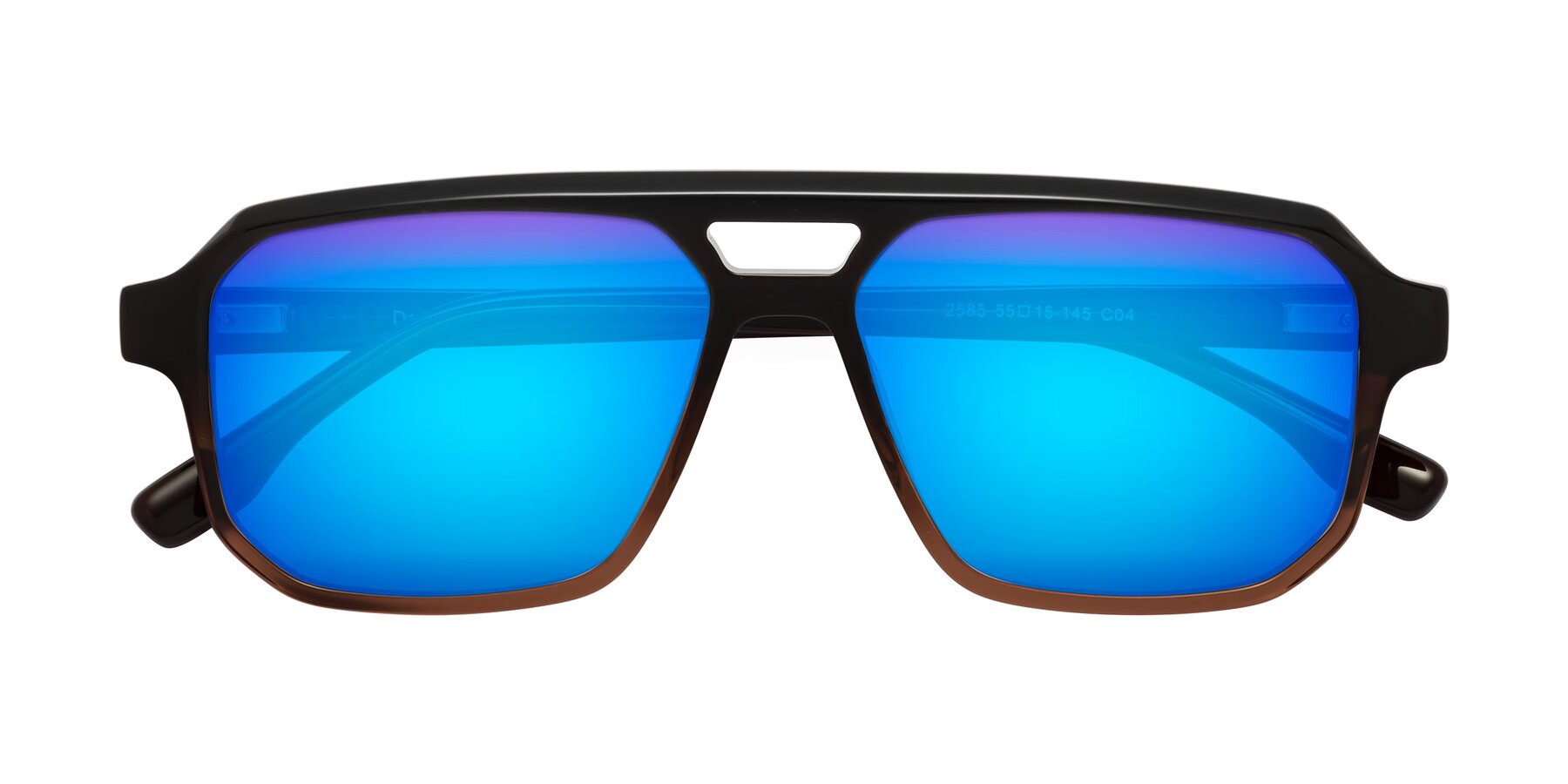 Folded Front of DeMiko in Gradient Brown with Blue Mirrored Lenses