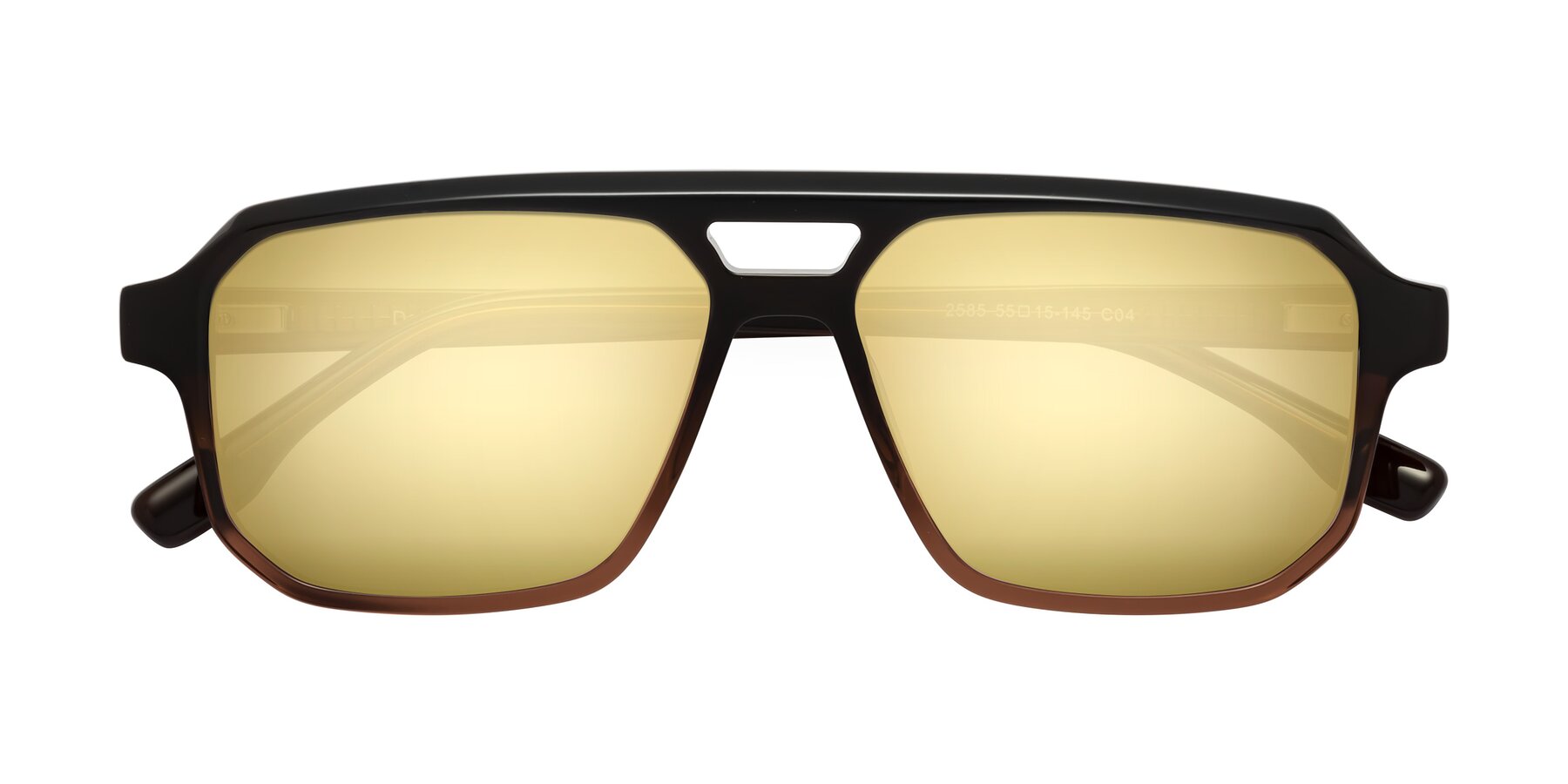 Folded Front of DeMiko in Gradient Brown with Gold Mirrored Lenses