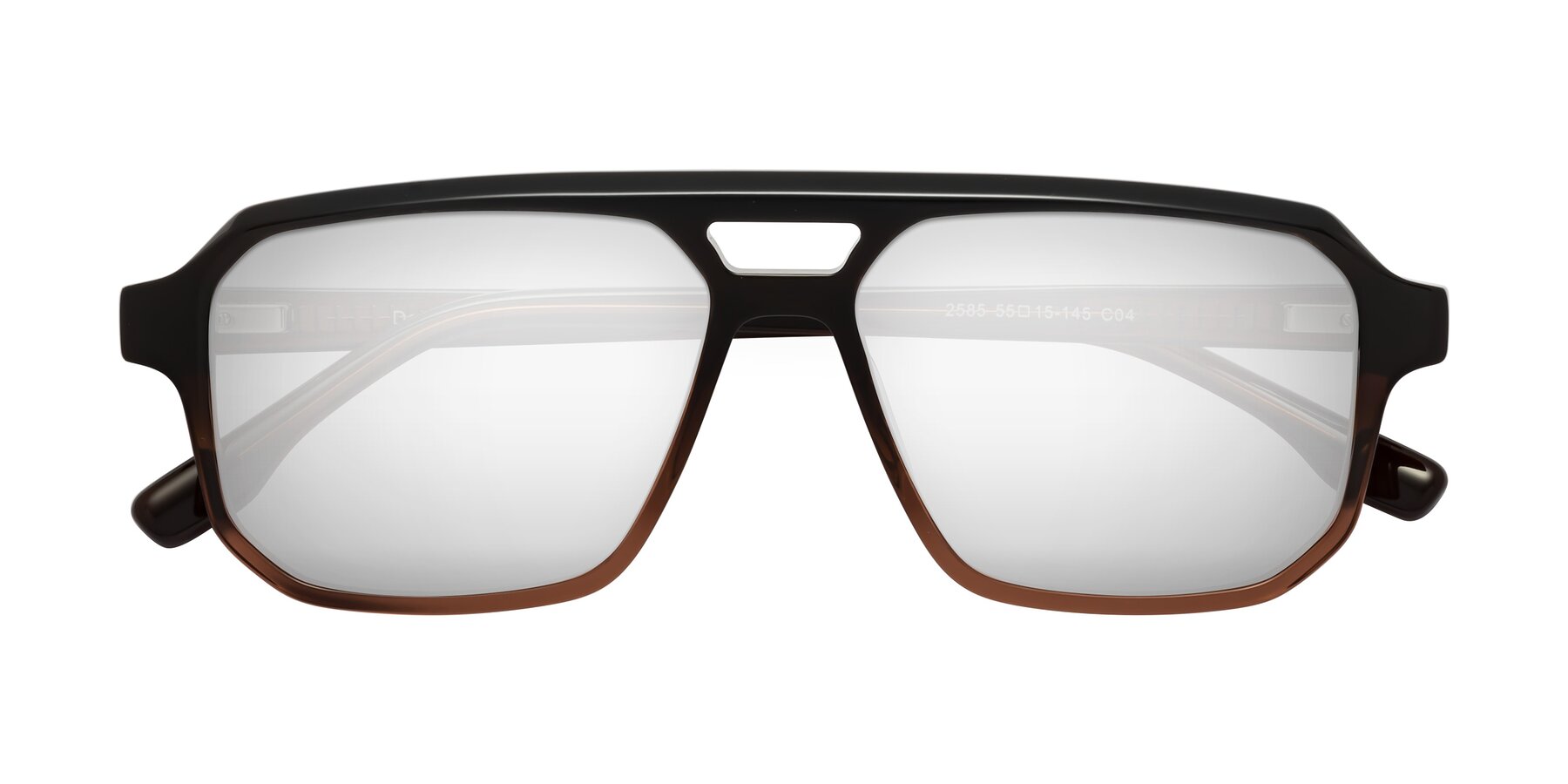 Folded Front of DeMiko in Gradient Brown with Silver Mirrored Lenses