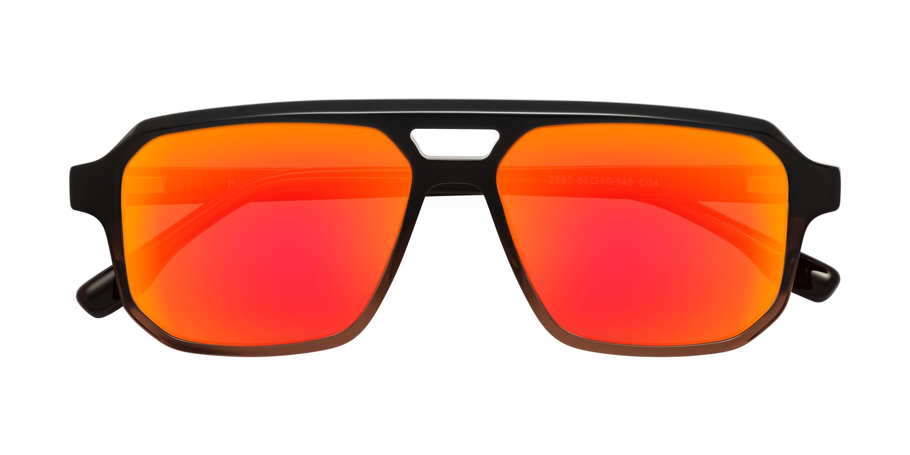 Folded Front of DeMiko in Gradient Brown with Red Gold Mirrored Lenses