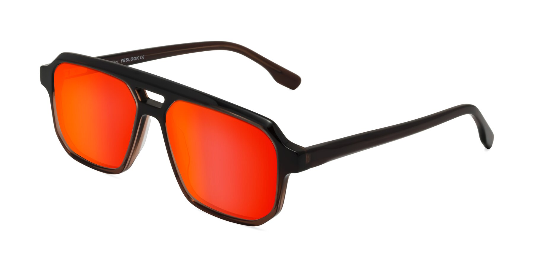 Angle of DeMiko in Gradient Brown with Red Gold Mirrored Lenses