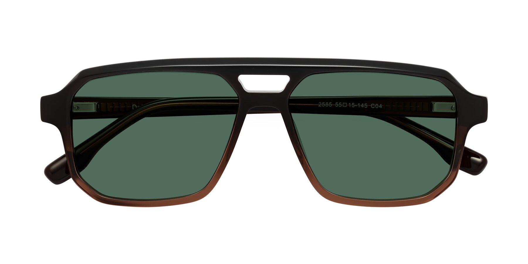 Folded Front of DeMiko in Gradient Brown with Green Polarized Lenses