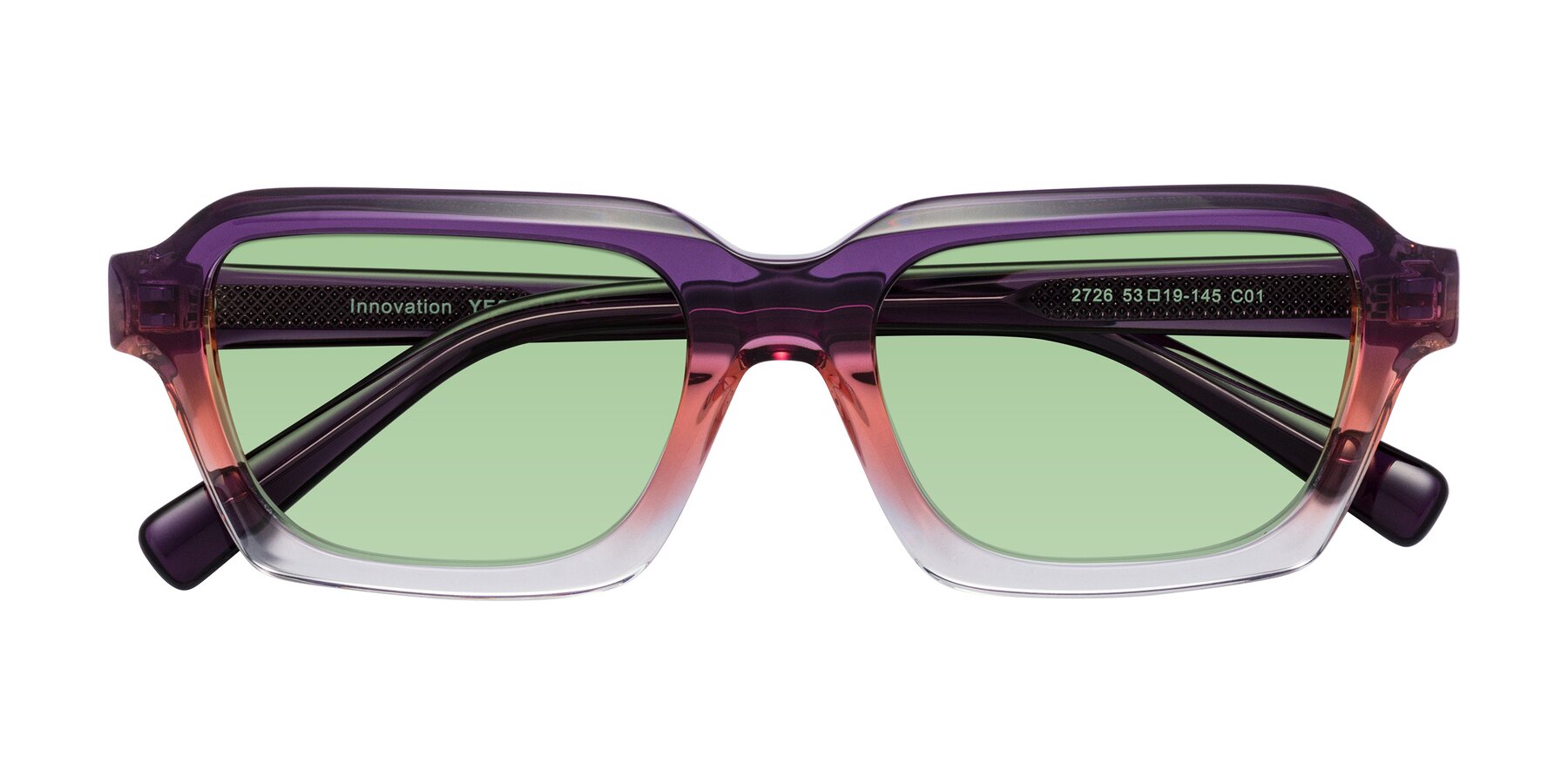 Folded Front of Innovation in Sunset with Medium Green Tinted Lenses