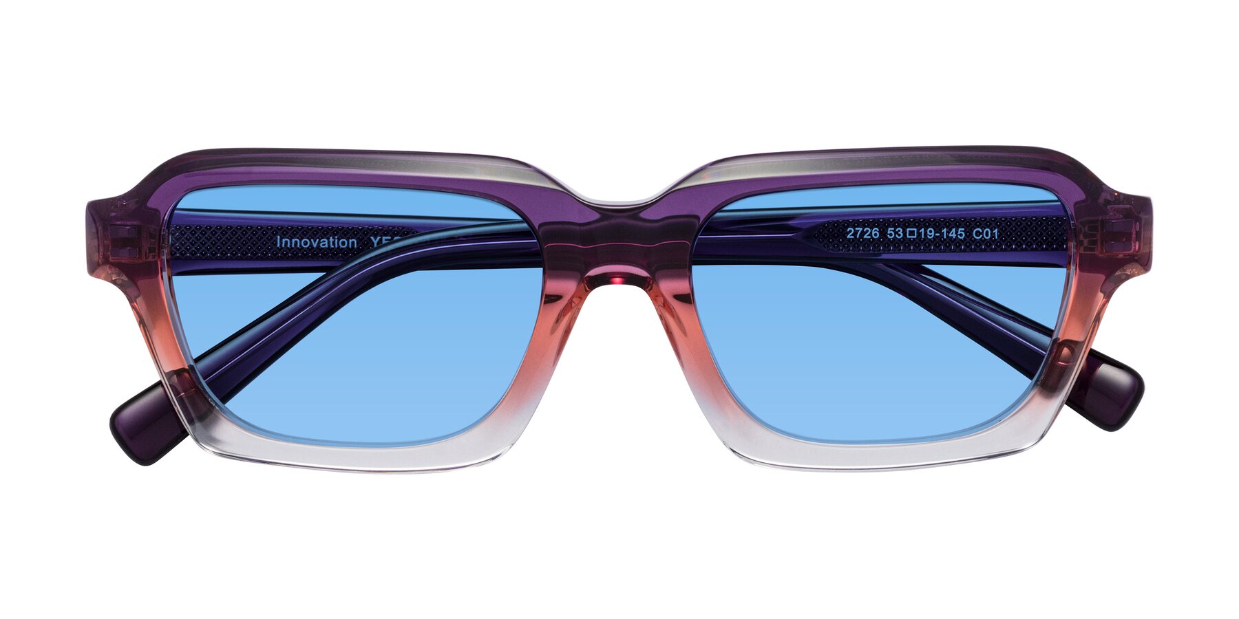 Folded Front of Innovation in Sunset with Medium Blue Tinted Lenses
