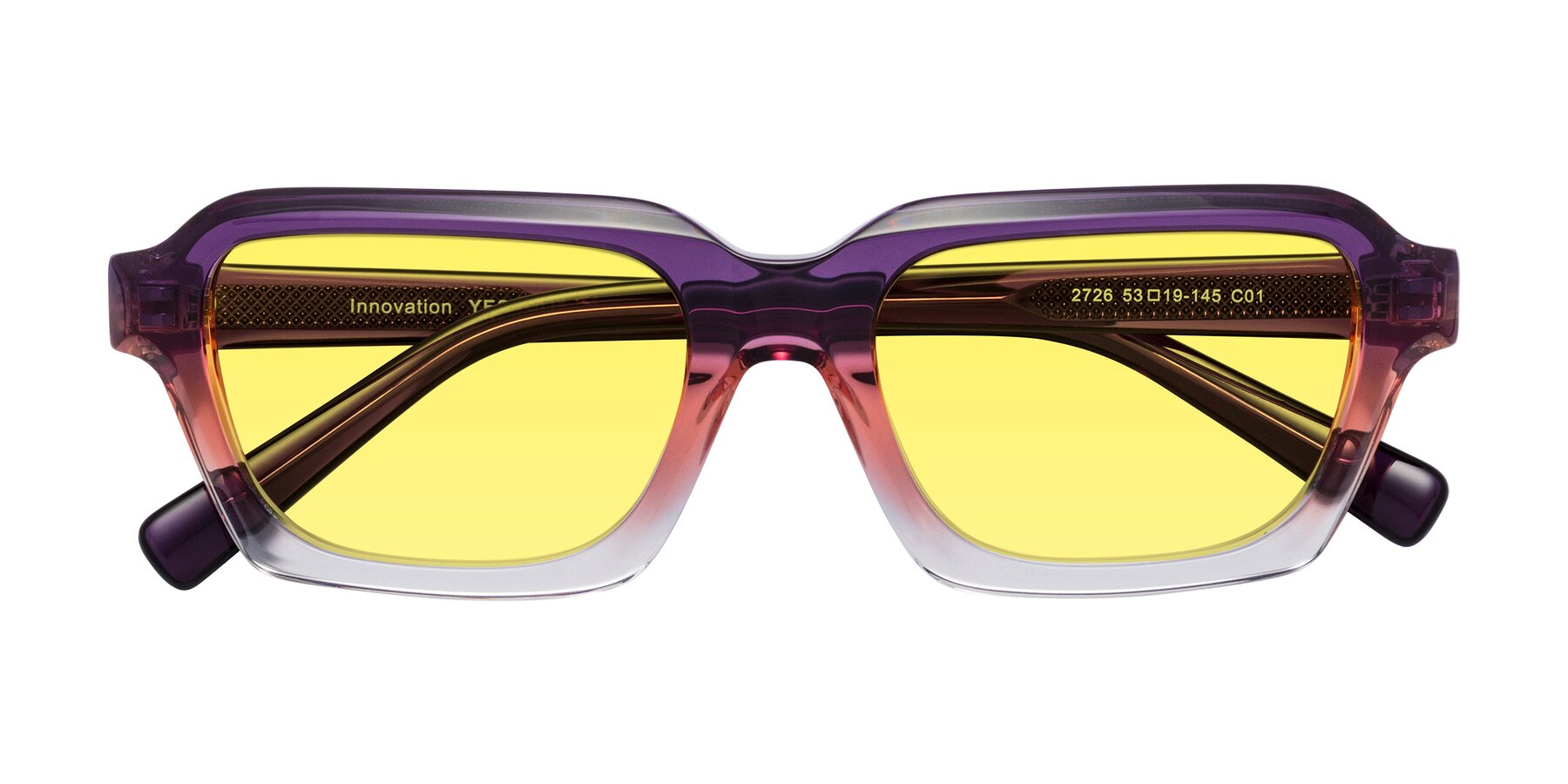 Folded Front of Innovation in Sunset with Medium Yellow Tinted Lenses