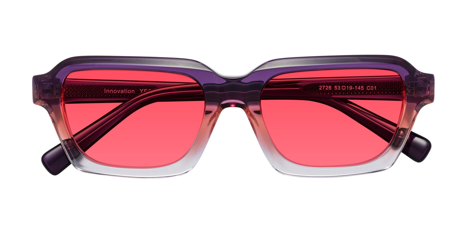 Folded Front of Innovation in Sunset with Red Tinted Lenses