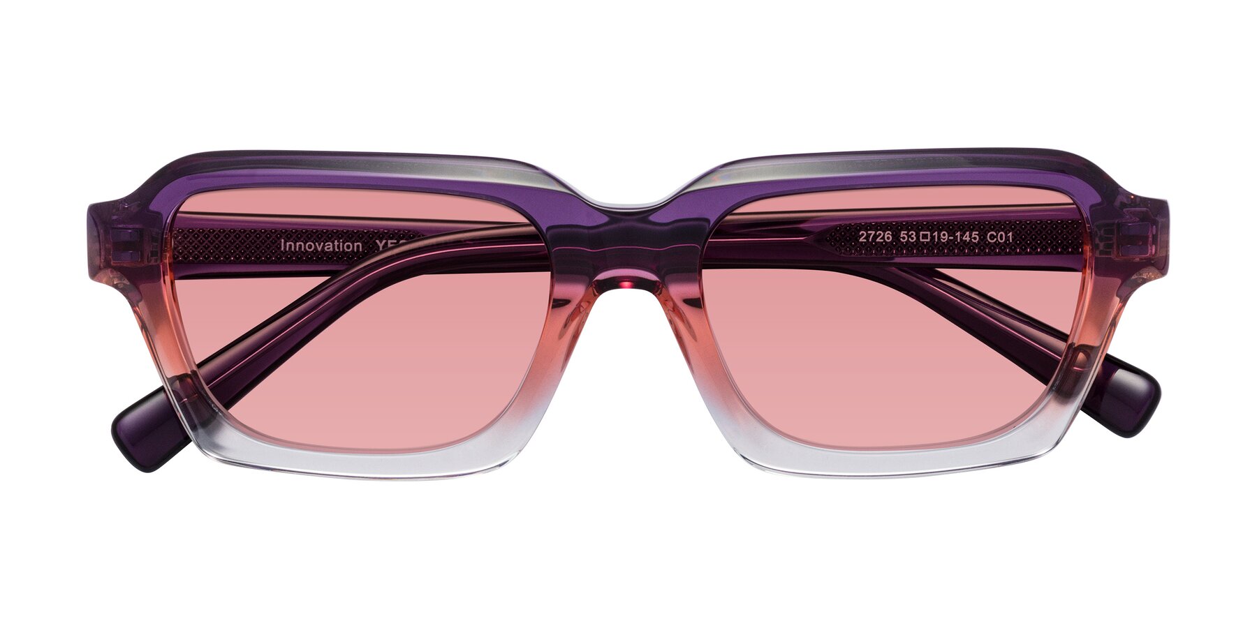Folded Front of Innovation in Sunset with Medium Garnet Tinted Lenses