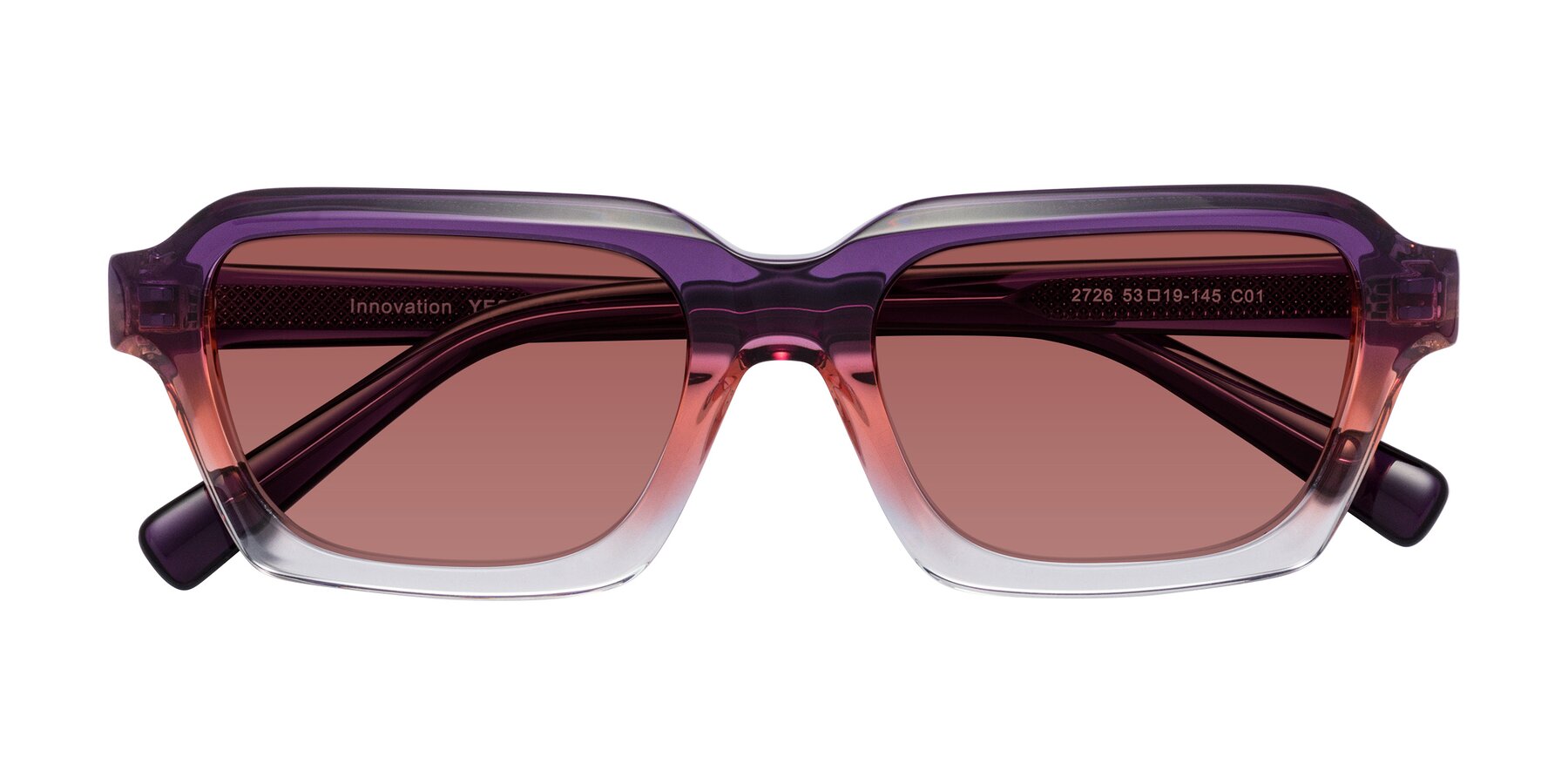 Folded Front of Innovation in Sunset with Garnet Tinted Lenses