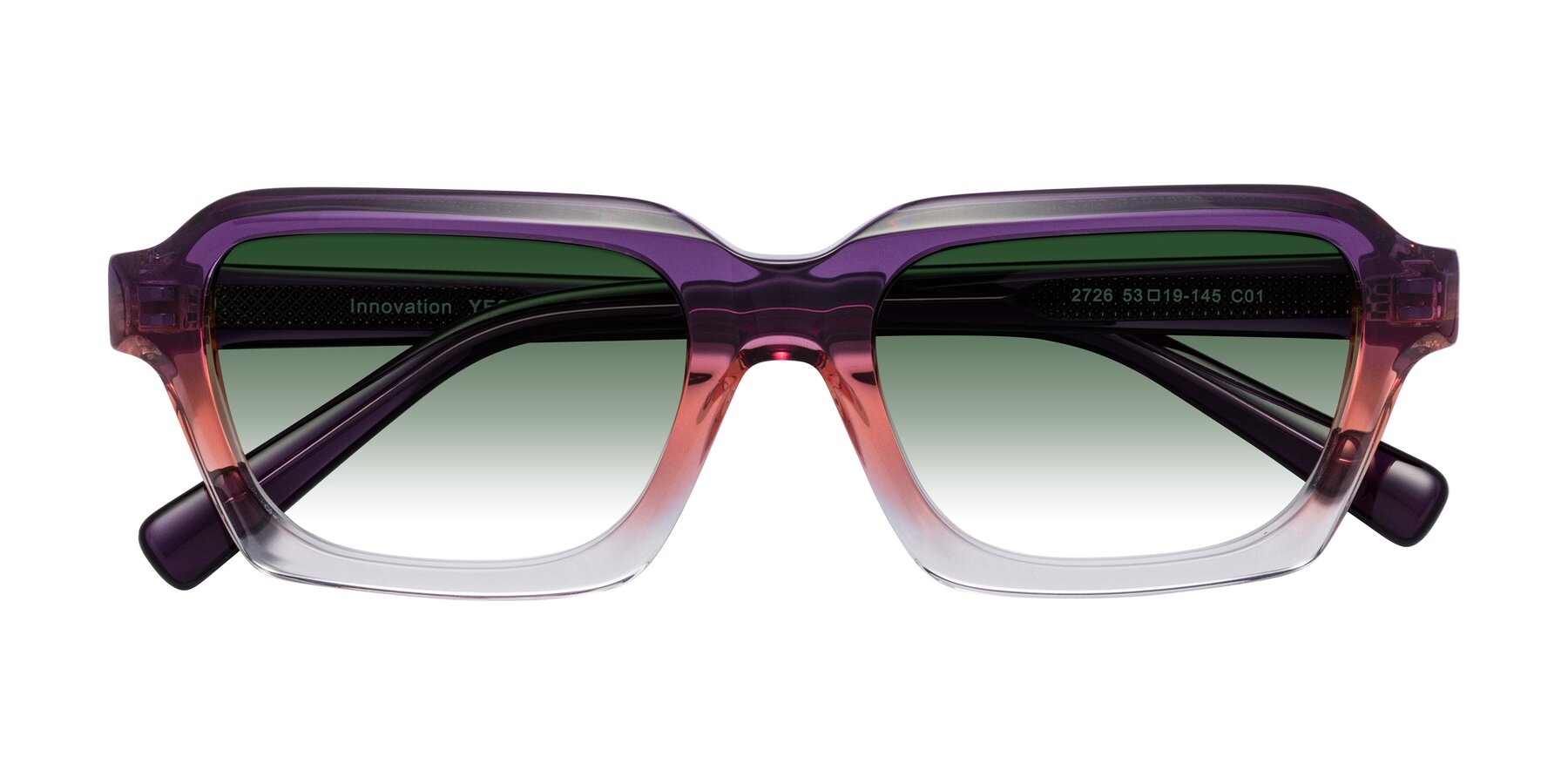 Folded Front of Innovation in Sunset with Green Gradient Lenses