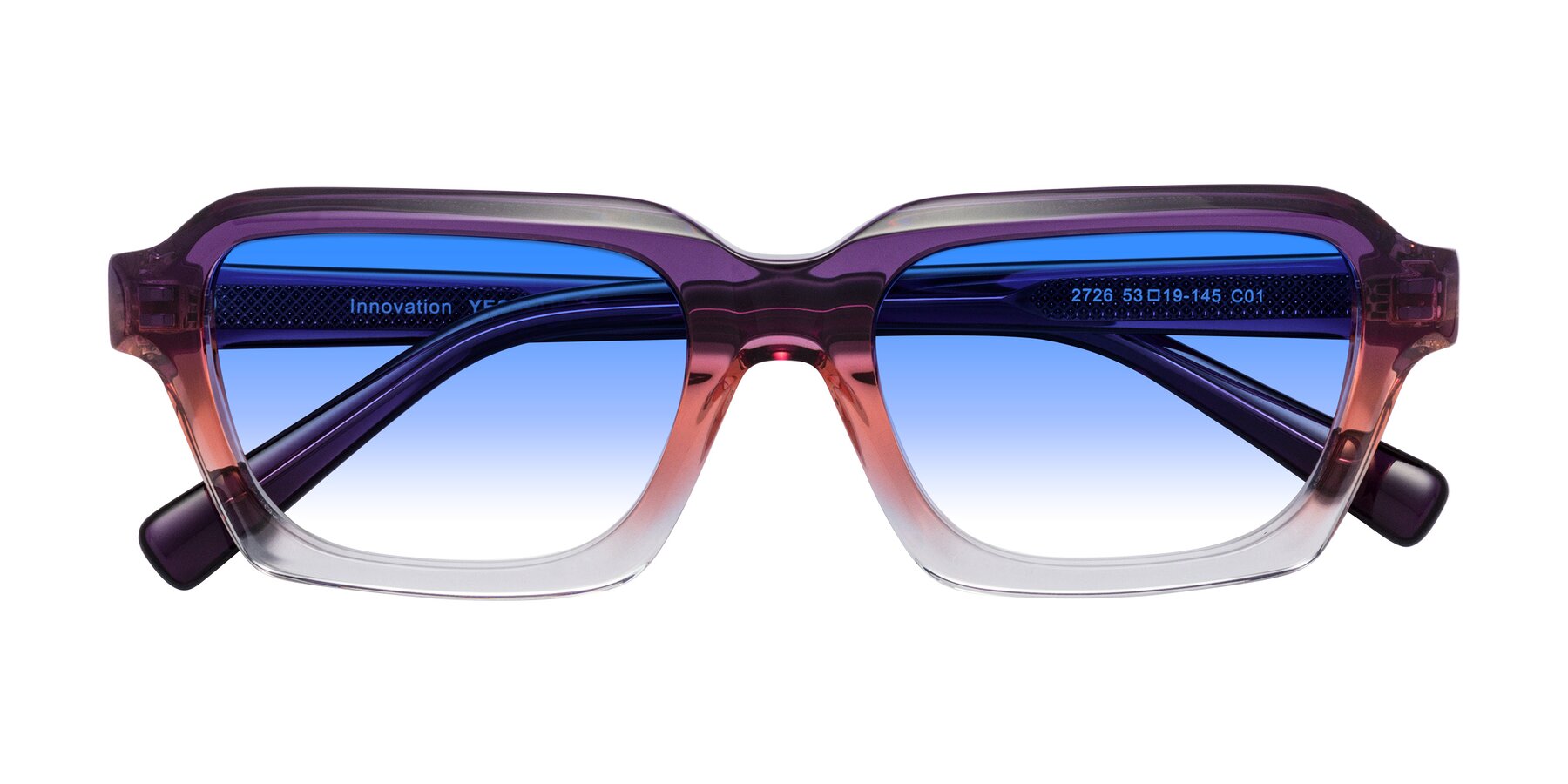 Folded Front of Innovation in Sunset with Blue Gradient Lenses